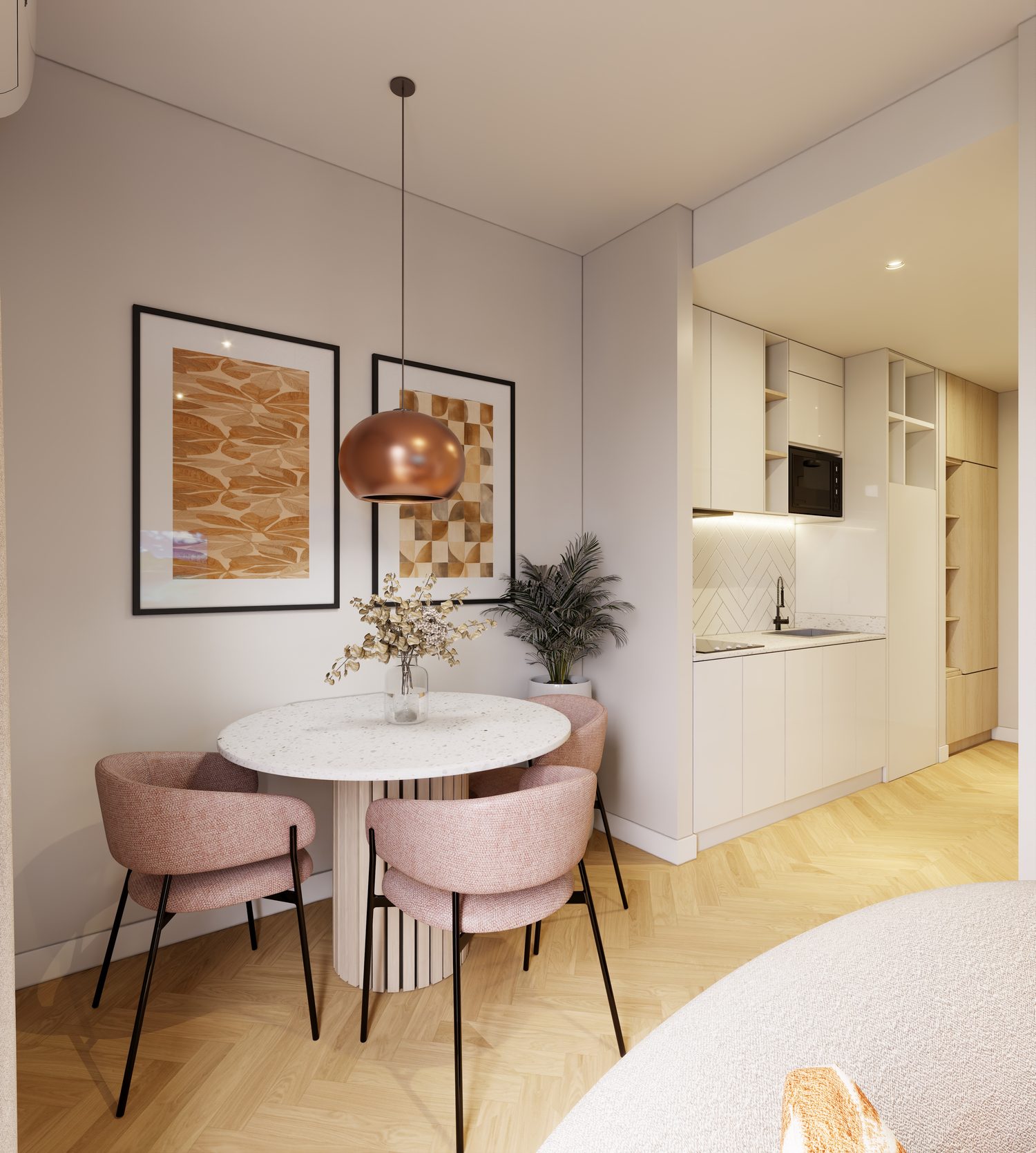 The Studio dining and kitchenette