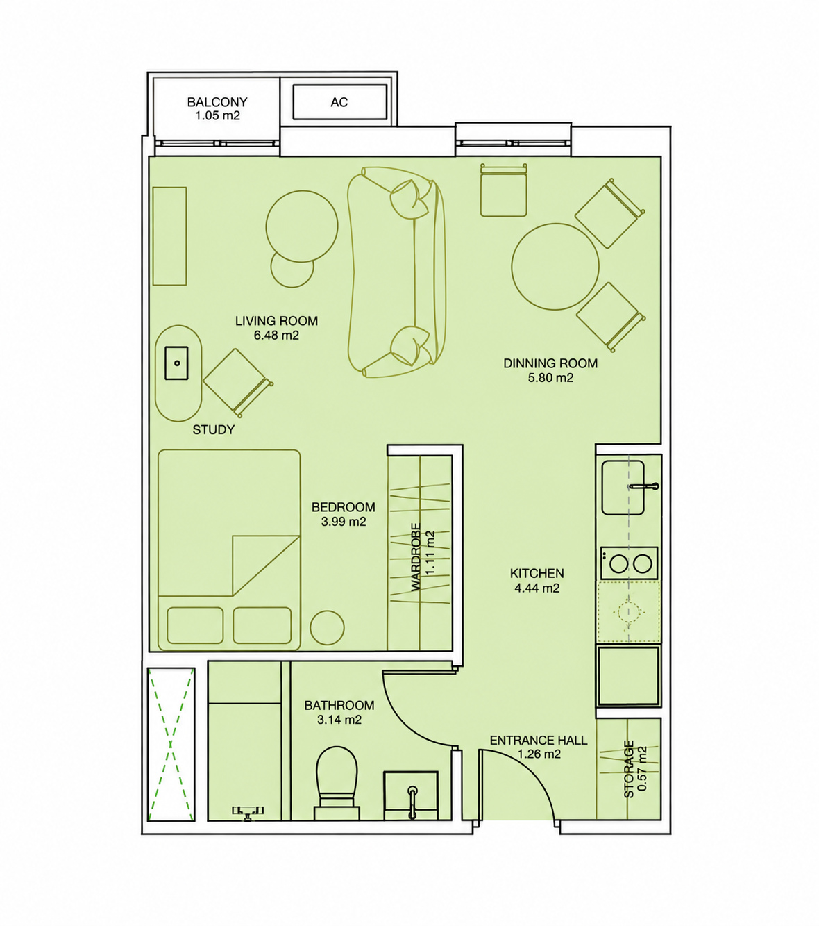The Studio floor plan